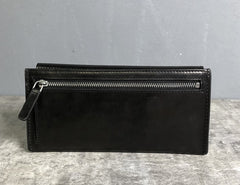 Handmade Leather Mens Cool Wallet Long Leather Wallet Clutch Wristlet Wallet for Men Women