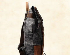 Cool Canvas Leather Gray Travel Bag Mens Backpack Canvas Canvas School Bag for Men - iwalletsmen
