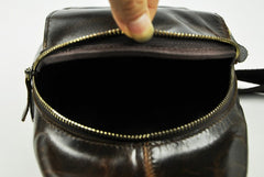 Vintage Leather Mens Sling Bag One Shoulder Backpack Chest Bag Sling Backpack for men - iwalletsmen