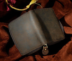 Cool Leather Mens Zipper Small Wallet Front Pocket Wallet for Men - iwalletsmen