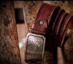 Handmade Genuine Leather Mens Belt Custom Cool Leather Men Black Belt for Men