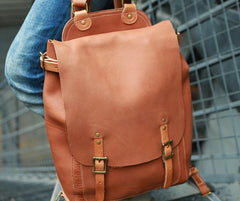 Dark Brown Leather Mens Backpack Travel Backpacks Laptop Backpack for men - iwalletsmen