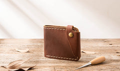 Handmade Leather Mens Small Wallets Bifold Slim Front Pocket Wallet for Men - iwalletsmen