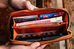 Handmade Leather Mens Tibetan Chain Biker Wallet Cool Leather Wallet Long Clutch Wallets for Men