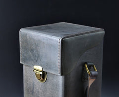 Handmade Gray Leather Mens Small Box Bag Shoulder Bag Messenger Bag for Men - iwalletsmen