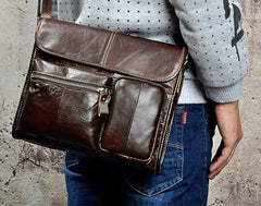 Cool Vintage Leather Mens Small Side Bag Messenger Bag Shoulder Bag for Men - iwalletsmen