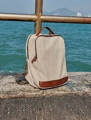 Cool Canvas Leather Mens Backpack Canvas Travel Bag Canvas School Bag for Men - iwalletsmen