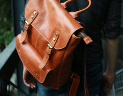 Cool Brown Mens Leather Backpack Travel Backpack School Backpacks for men - iwalletsmen