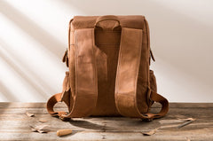 Cool Brown Mens Leather Backpacks Travel Backpacks Laptop Backpack for men - iwalletsmen