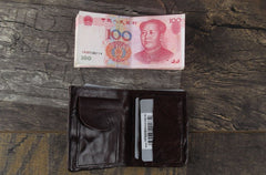 Handmade Genuine Leather Mens Cool Slim Leather Wallet Men Small Wallets Bifold for Men