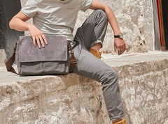 Mens Canvas Gray Cool Side Bag Messenger Bag Canvas Shoulder Bag for Men - iwalletsmen