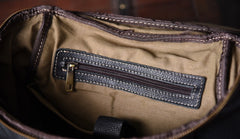 Genuine Leather Mens Cool Backpack Sling Bag Large Black Travel Bag Hiking Bag for men