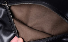 Genuine Leather Mens Cool Backpack Sling Bag Large Black Travel Bag Hiking Bag for men