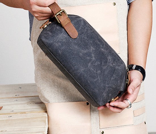 Large Canvas Mens Clutch Bag Zipper Wristlet Bag Phone Purse for Men - iwalletsmen