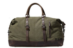 Mens Waxed Canvas Leather Weekender Bag Canvas Overnight bag Travel Bag for Men - iwalletsmen