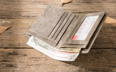 Gray Cool Leather Mens Small Wallet Bifold Vintage Slim billfold Wallet for Men - iwalletsmen