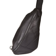 Cool Black Mens Leather One Shoulder Backpack Chest Bag Sling Bag Sling Crossbody Bag For Men - iwalletsmen
