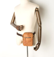 Leather Belt Pouch Mens Small Cases Waist Bag Shoulder Bag for Men