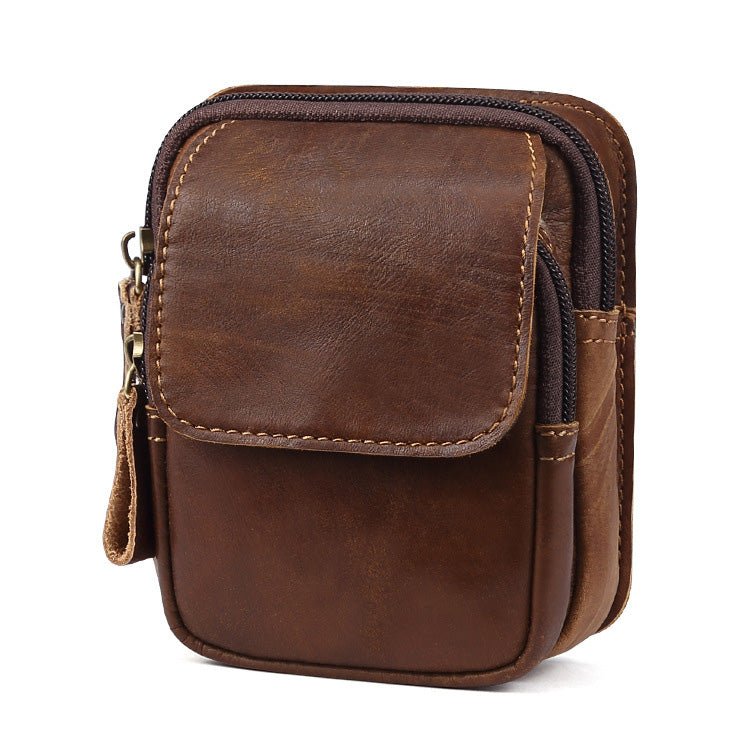 Leather Belt Pouch Mens Small Cases Waist Bag for Men