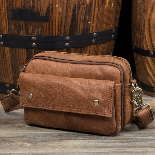 Leather Belt Pouch Mens Waist Bag Shoulder Bag for Men