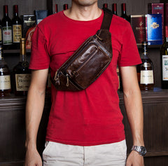 Leather Fanny Pack Mens Waist Bag Hip Pack Belt Bag Bumbag for Men