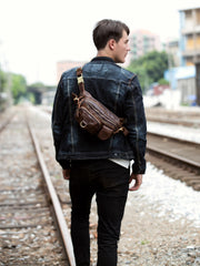 Leather Fanny Pack Mens Waist Bag Hip Pack Belt Bag Bumbag for Men
