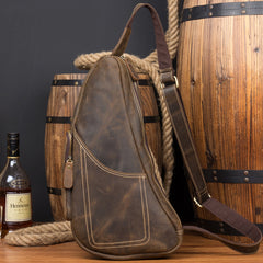 Leather Mens Cool Sling Bag Crossbody Bag Chest Bag for men