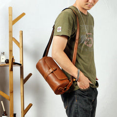 Leather Mens Cool Barrel Sling Bag Crossbody Bag for men