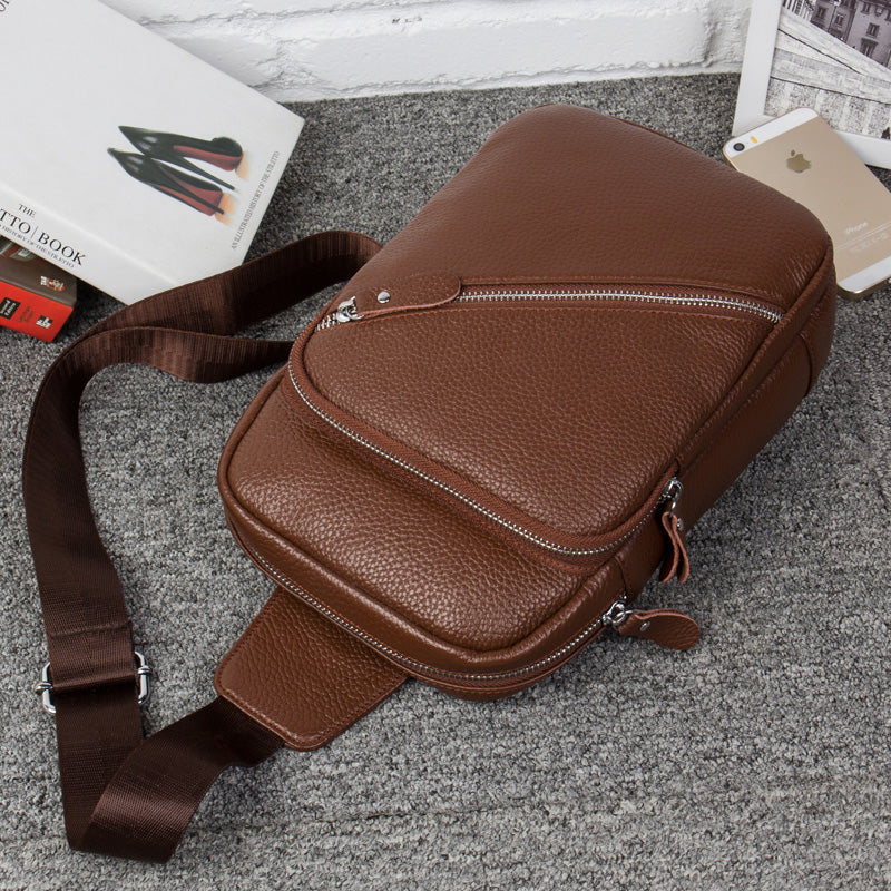 Leather Mens Cool Sling Bag Crossbody Bag Chest Bag for men