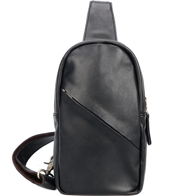 Unisex Leather Chest Bag Large Capacity Sling Bag Mens Leather Unbalan –  LISABAG