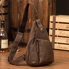 Leather Mens Cool Sling Bag Crossbody Bag Chest Bag for men