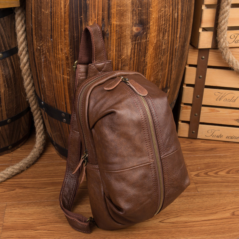 Leather Mens Cool Sling Bag Crossbody Bag Chest Bag for men