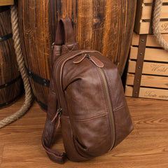 Leather Mens Cool Sling Bag Crossbody Bag Chest Bag for men
