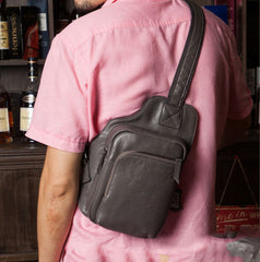 Leather Mens Cool Sling Bag Crossbody Bag Chest Bag for men