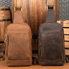Leather Mens Cool Sling Bag Crossbody Bag Chest Bag for men
