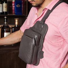 Leather Mens Cool Sling Bag Crossbody Bag Chest Bag for men