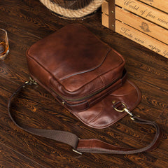 Leather Mens Cool Sling Bag Crossbody Bag Chest Bag for men