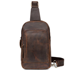 Leather Mens Cool Sling Bag Crossbody Bag Chest Bag for men