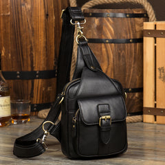Leather Mens Cool Sling Bag Crossbody Bag Chest Bag for men