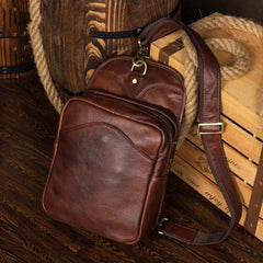 Leather Mens Cool Sling Bag Crossbody Bag Chest Bag for men
