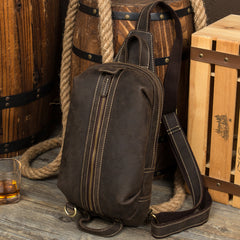 Leather Mens Cool Sling Bag Crossbody Bag Chest Bag for men