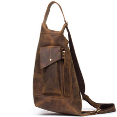 Leather Mens Cool Sling Bag Crossbody Bag Chest Bag for men