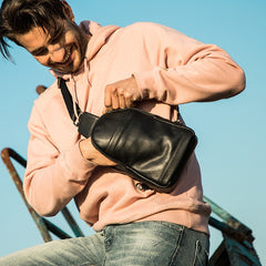Leather Mens Cool Sling Bag Crossbody Bag Chest Bag for men