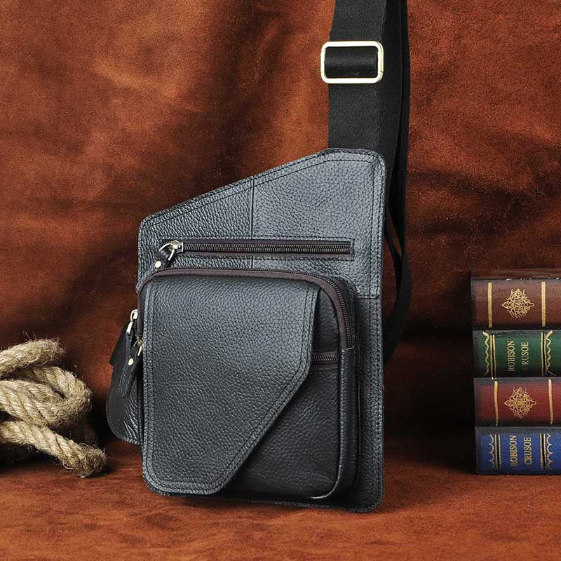 Leather Mens Cool Sling Bag Crossbody Bag Chest Bag for men – iwalletsmen