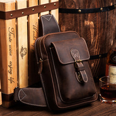 Leather Mens Cool Sling Bag Crossbody Sling Bag Chest Bag for men