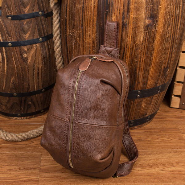 Leather Mens Cool Sling Bag Crossbody Bag Chest Bag for men