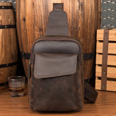 Leather Mens Cool Sling Bag Crossbody Bag Chest Bag for men