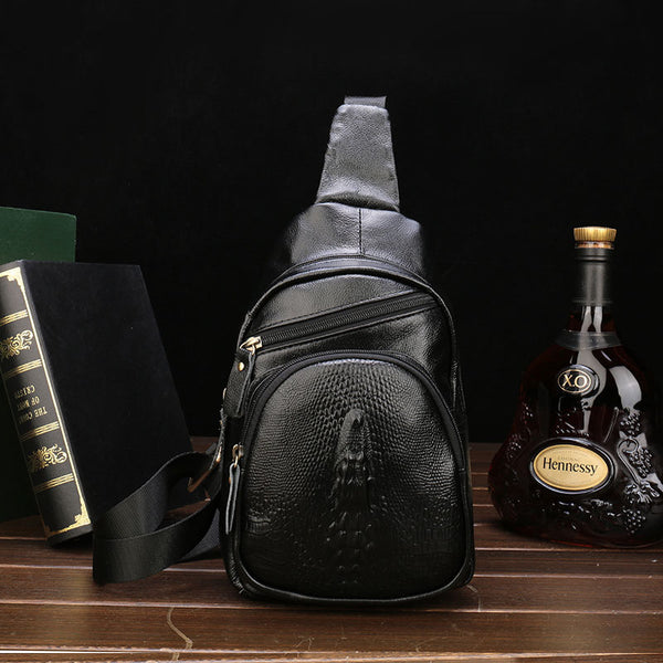 Leather Mens Cool Sling Bag Crossbody Bag Chest Bag for men