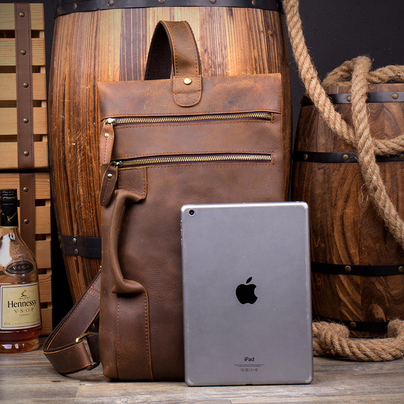 Leather Mens Cool Sling Bag Crossbody Bag Chest Bag for men