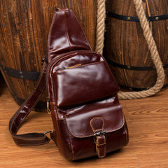 Leather Mens Cool Sling Bag Crossbody Bag Chest Bag for men